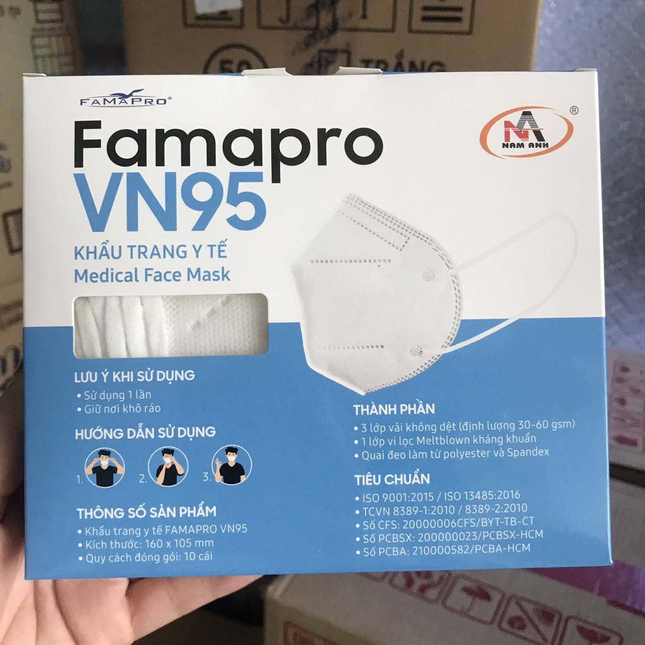 Khẩu trang N95 kháng khuẩn cao cấp Famapro