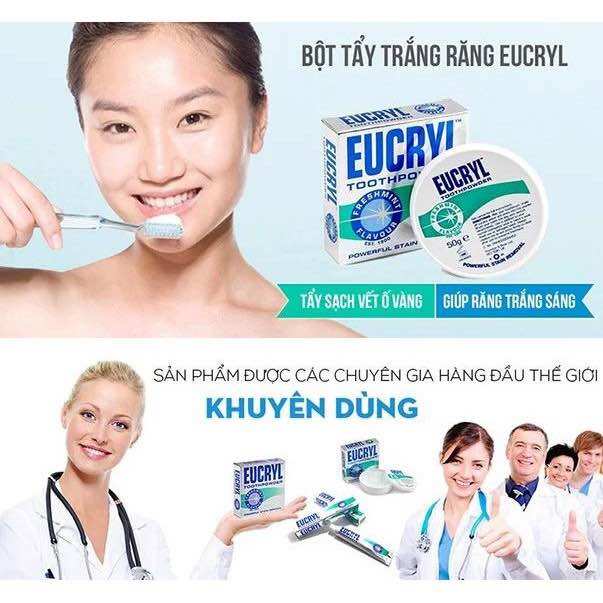 Combo Kem Đánh Răng Và Bột Làm Trắng Răng Eucryl Toothpowder 62gr