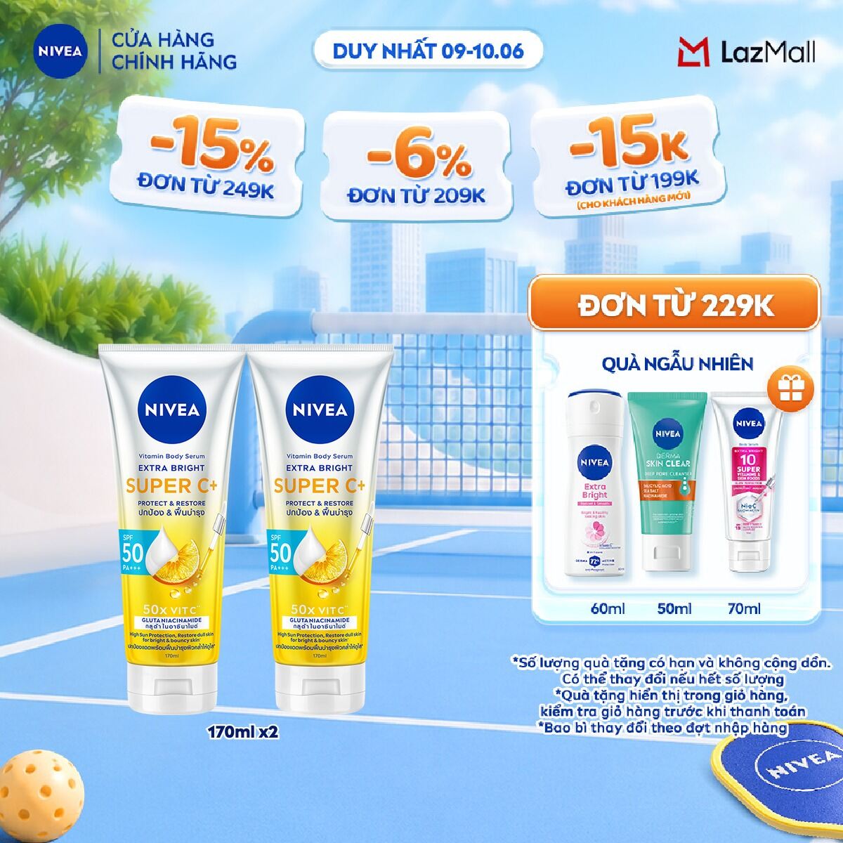 Bộ 2 Tinh Chất Dưỡng Thể NIVEA Vitamin Super C+ Dưỡng Trắng Da Chống Nắng SPF50 Vitamin C (170 ml) - 99193x2