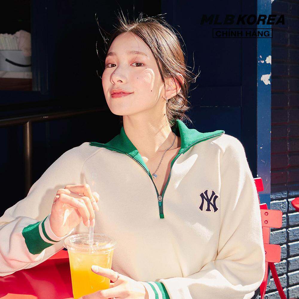 MLB - Áo sweater nữ cổ trụ tay dài Varsity Crop Half Zip Up 3FKPV0134-50CRD