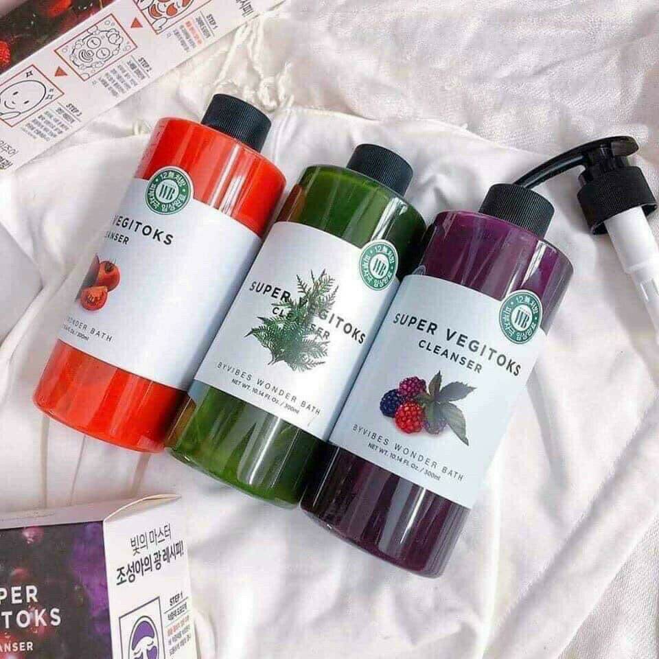 [Chính Hãng] Sữa rữa mặt rau củ quả thải độc Wonder Bath saper vegitoks cleasing 300ml