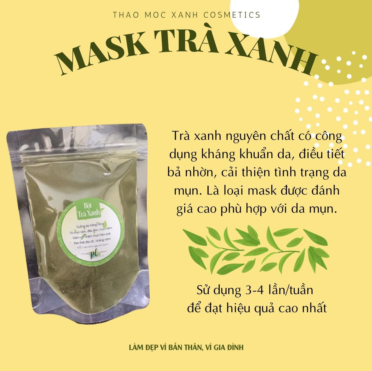 Bột trà xanh, đậu đỏ, cám gạo nguyên chất