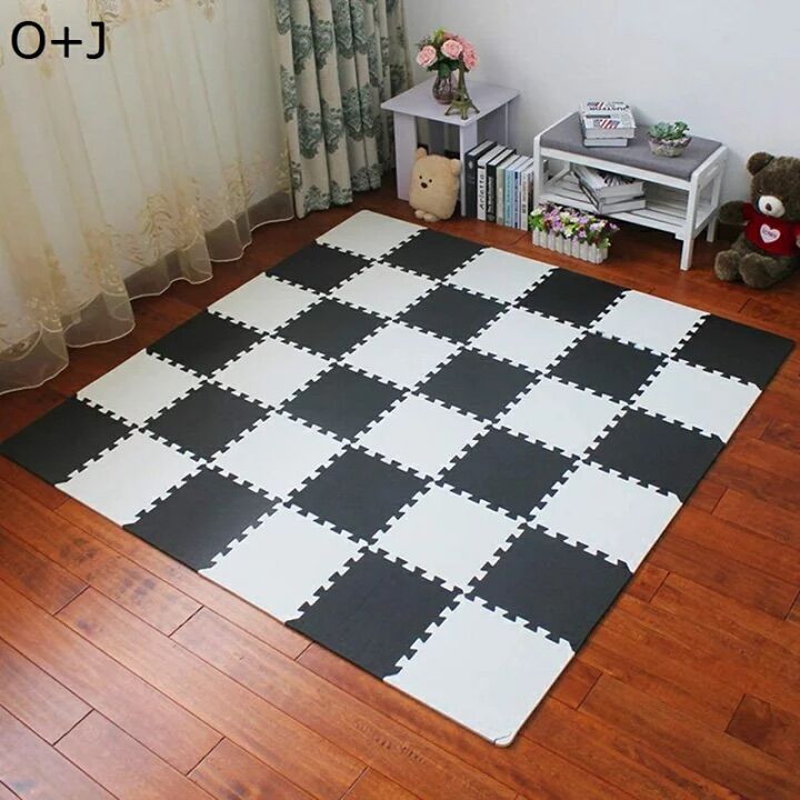 Set 20 miếng thảm xốp lót sàn trắng và đen dày 1cm 30×30cm