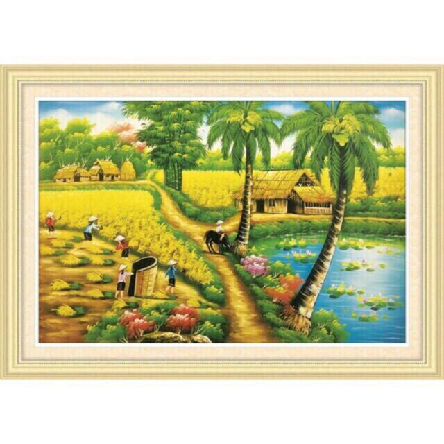 Tranh thêu chữ thập Làng Quê 53470 chưa thêu