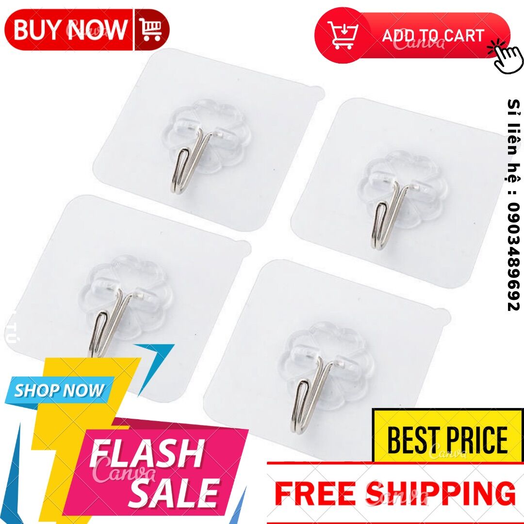 Móc dán đồ treo tường trong suốt - Móc dính cường lực thần thánh