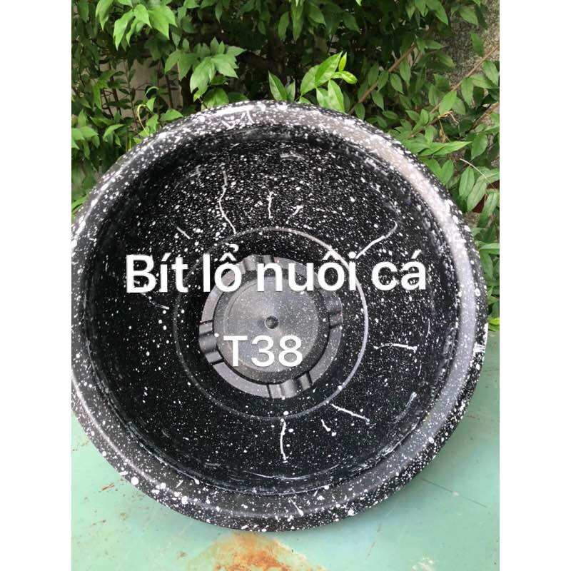 Chậu nhựa bít lổ trồng sen 5 cái T38 vân đá đen loại dày dặn