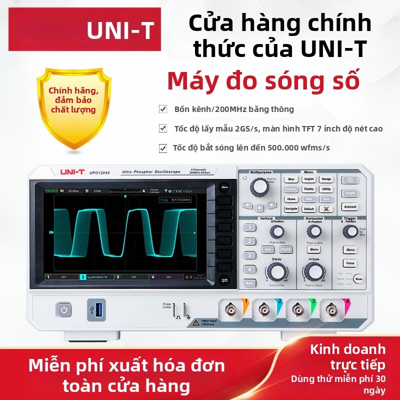 UNI-T | High Precision Digital Phosphor Oscilloscope 4 Channels 200MHz Bandwidth 2G Sample Rate Giá 19,856,000 Đồng*Miễn phí vận chuyển