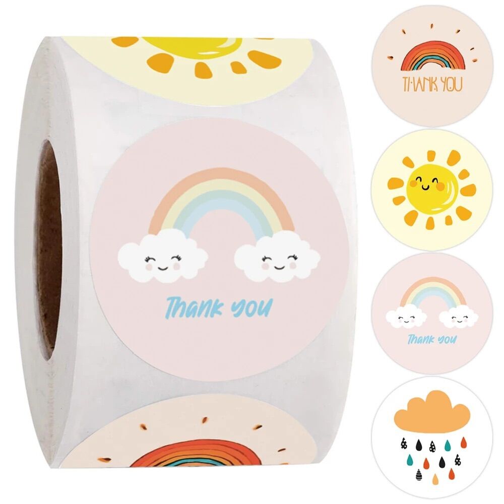 set 100 tem dán/ nhãn dán Thank you mẫu 6 size 2.5 cm