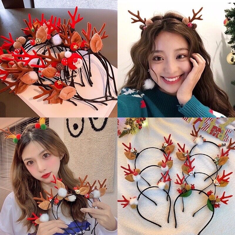BN ACCESSORIES - Bờm sừng tuần lộc, cài tóc Noel - Kẹp tóc sừng tuần lộc vui mùa Giáng Sinh đẹp mê ly giá SỐC