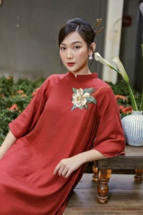 áo dài dáng xuông kèm quần lụa mỹ cao cấp