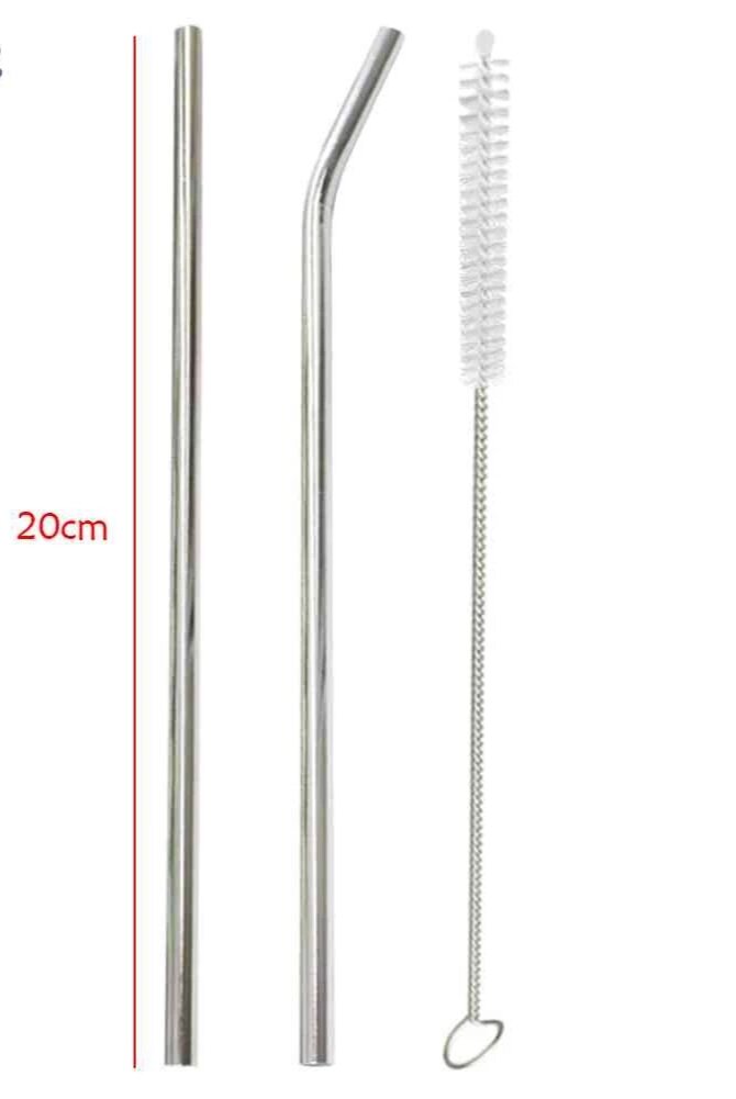 Set 3 món ống hút kèm cọ rửa ống hút - Set 3 món ống hút inox cao cấp