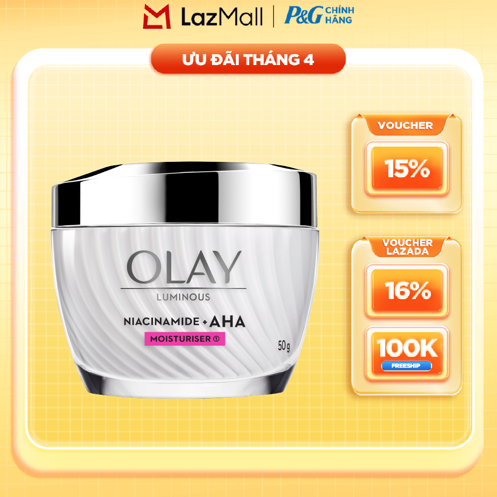 Kem Dưỡng Ban Ngày OLAY LUMINOUS NIACINAMIDE AHA Dưỡng Ẩm Sáng Da, Mờ Thâm Mụn Hũ 50G