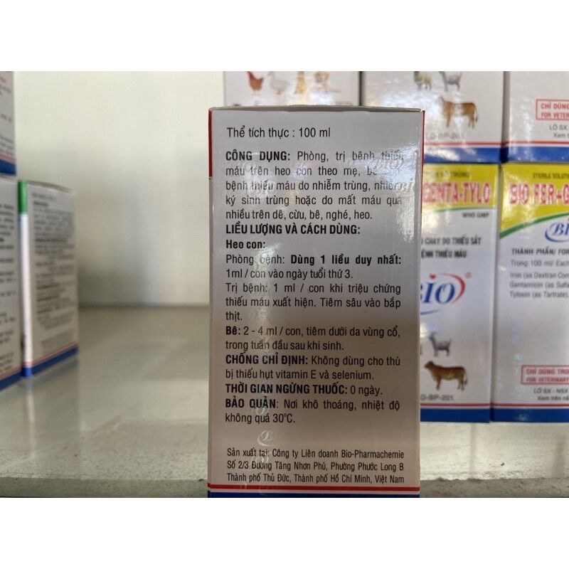 BIO FER Sắt tiêm 1 lần cho heo, trâu, bò