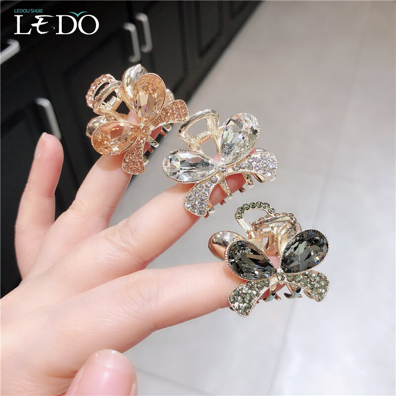 Kẹp càng cua bướm đính đá pha lê cảm giác cao cấp hợp kim hàn quốc kẹp tóc càng cua kim cương trang nhã khí chất kẹp tóc sau gáy