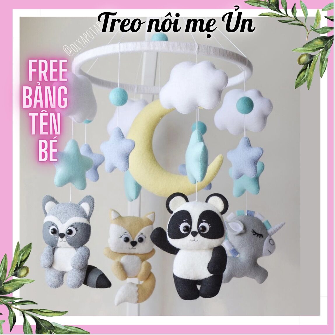 Đồ chơi treo nôi cũi kích thích thị giác cho bé sơ sinh có nhạc tự xoay