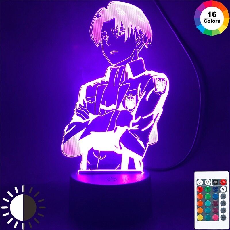 Đèn Led 3D để bàn Anime Attack on Titan Đèn Ngủ Led 16 màu Quà tặng remote điều khiển