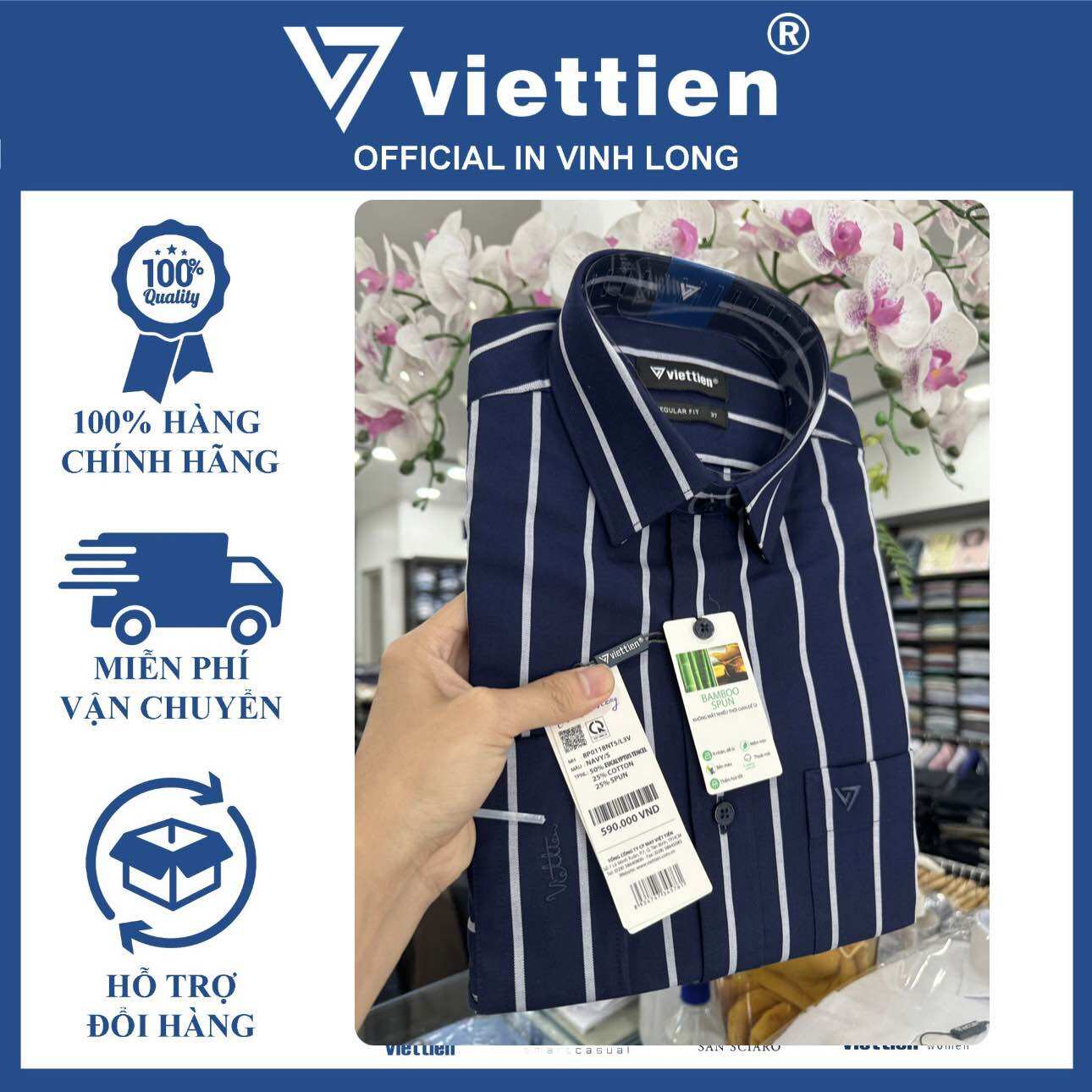 Áo sơ mi dài tay Việt Tiến form RegularFit còn size 37