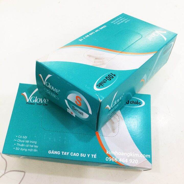 Găng tay cao su y tế VGlove có bột (Hộp 100 cái)