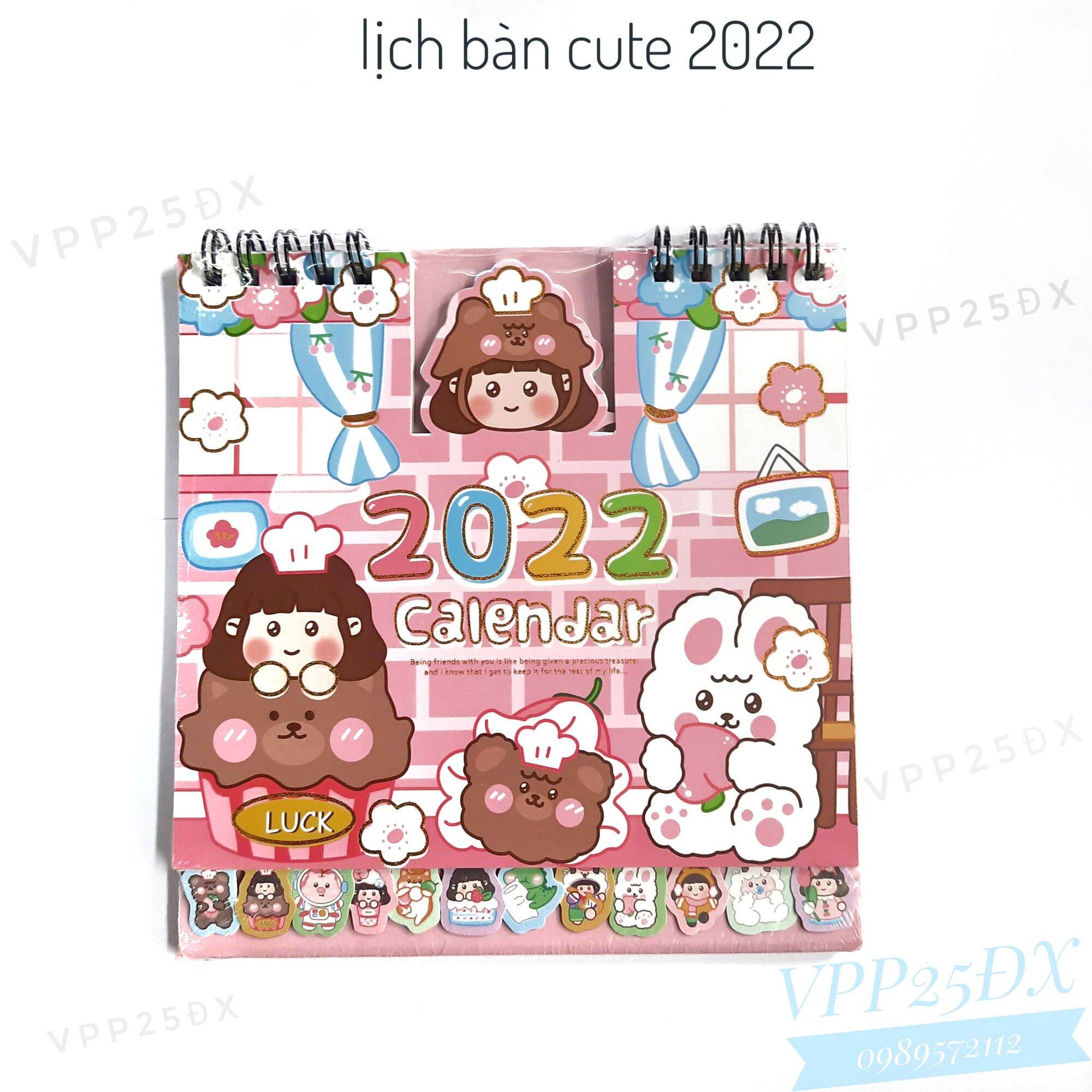 Lịch để bàn cute 2022. (15cm * 16cm).