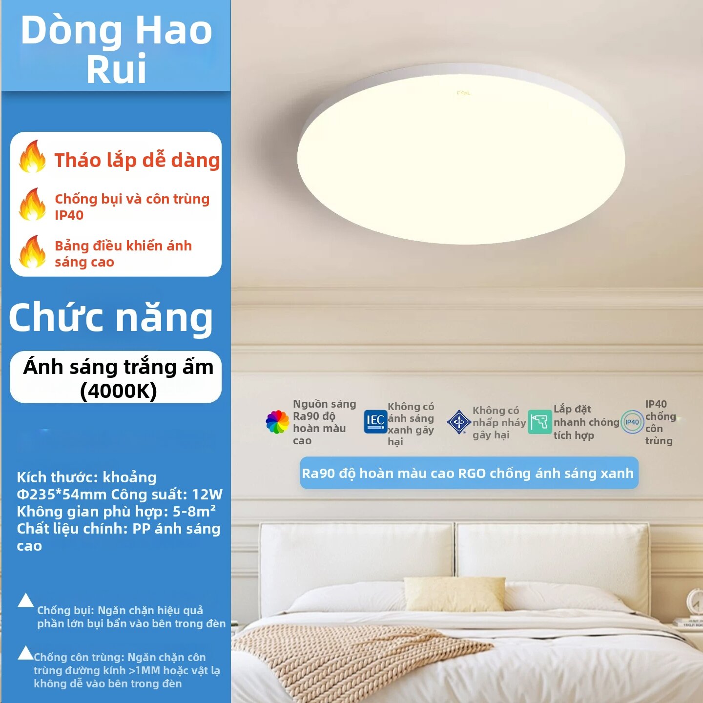 FSL | Đèn Trần LED Đa Năng 3 Chức Năng Bảo Vệ