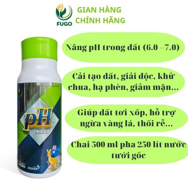 Phân bón gốc pH NANO Nâng pH trong đất(6.0-7.0), cải tạo đất