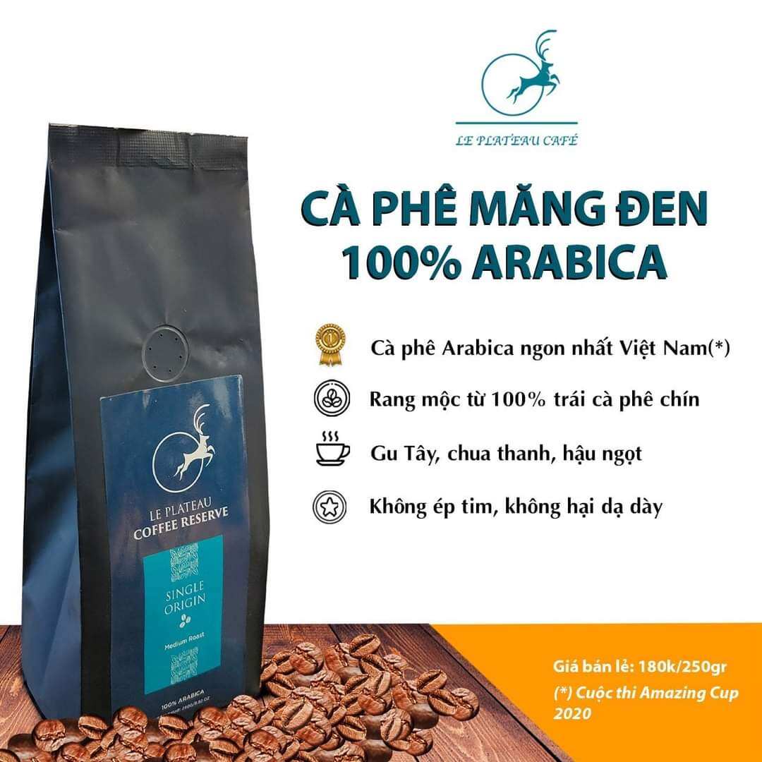Cà phê Arabica Măng Đen trái chín nguyên chất 100% - Thương hiệu Le Plateau - 250gr bột pha phin