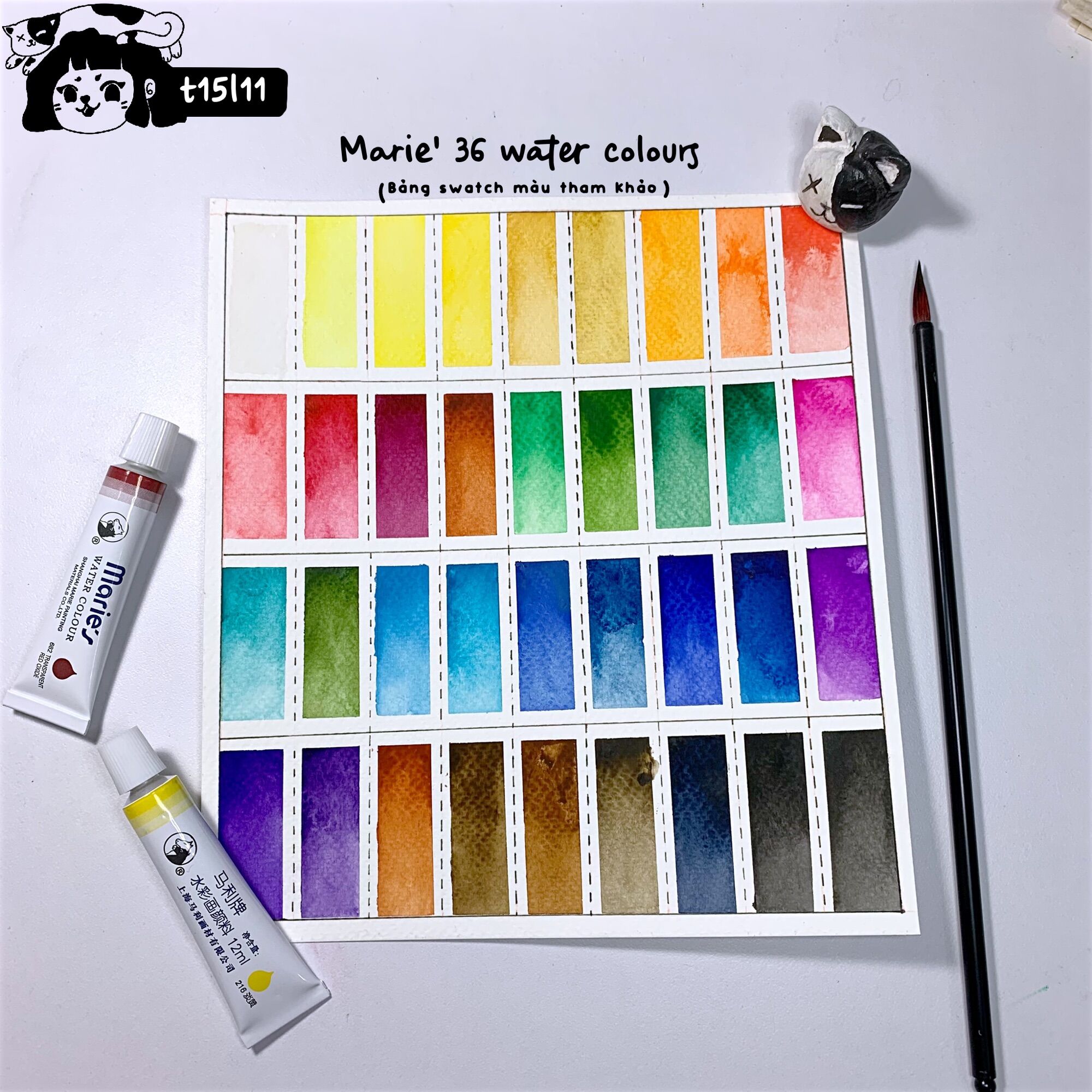 [t15l11] Marie's 36 màu nước 12ml hạng học sinh