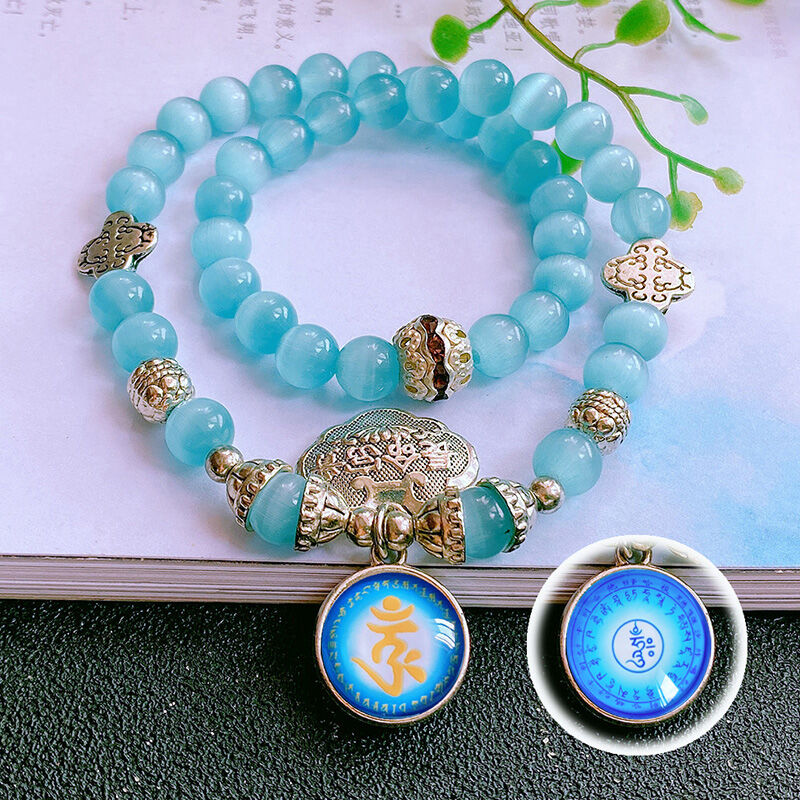 Consecrated Shurangama Mantra Bracelet Mahā-Pratisāraḥ Mantra Pendant for Men and Women Charm Bhaisajyaguru Gushing Mantra Wheel Pendant