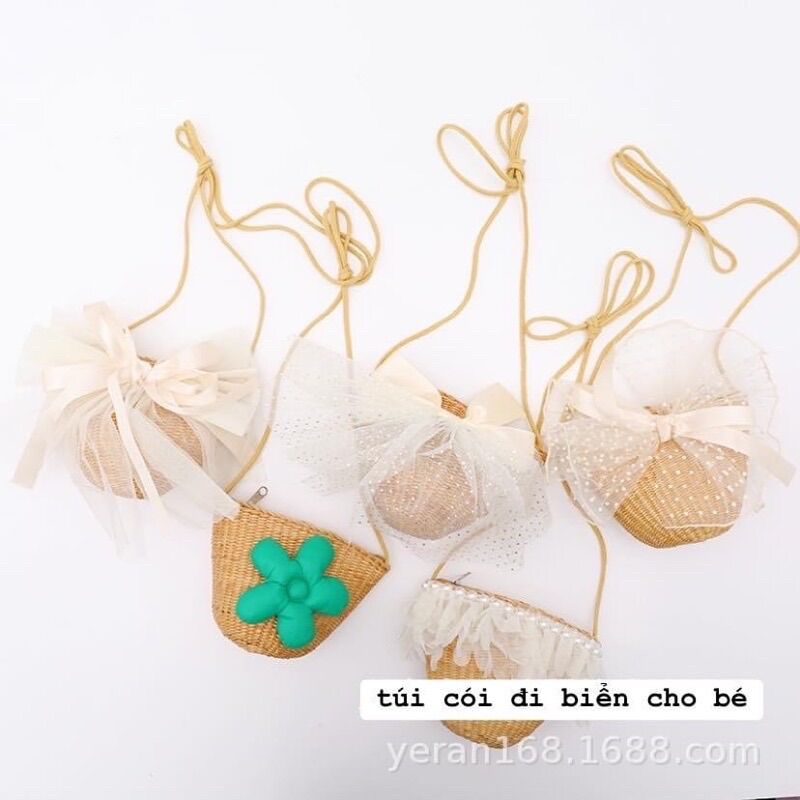 Túi cói mini đi biển cho bé gái