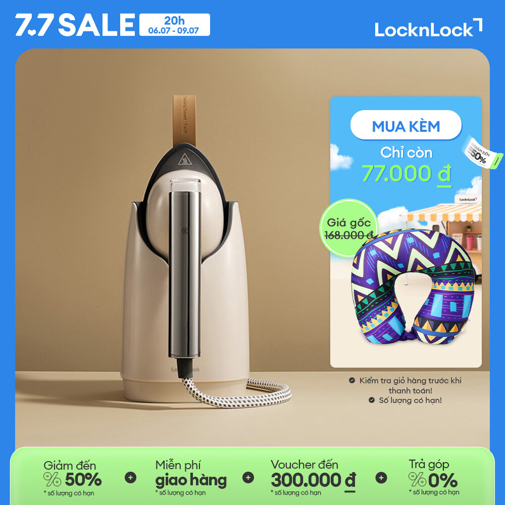 Bàn ủi hơi nước LocknLock Garment steamer ENI218IVY 220-240V, 50-60Hz, 1370-1630W, Dung tích 800ml - Màu ngà