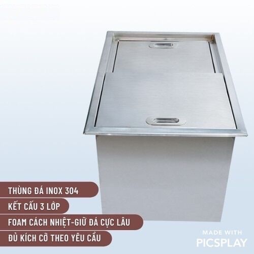 Thùng đá âm quầy bar inox