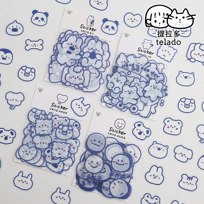 Set Nhãn Dán Sticker Trong Suốt Chống Thấm Nước