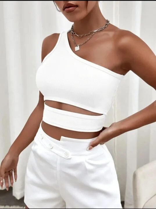 Áo croptop (M06 ) lệch vai hở eo