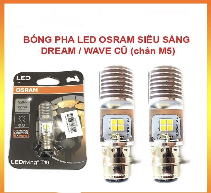 BỘ 2 BÓNG LED CAO CẤP CHÂN M5 CHO XE ĐỜI CŨ DREAM WAVE