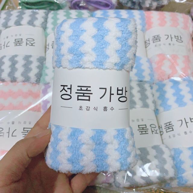 [Siêu Rẻ] Set 10 khăn mặt Hàn kẻ, mềm mịn, thấm hút tốt, 30*50cm