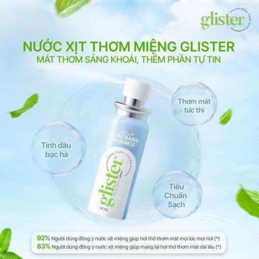 Nước xịt thơm miệng Glisters Mint thơm mát bảo vệ răng miệng