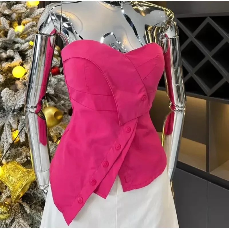 ÁO CROPTOP LỆCH TÀ CÚP NGỰC PHỐI NÚT SIÊU XỊN A900