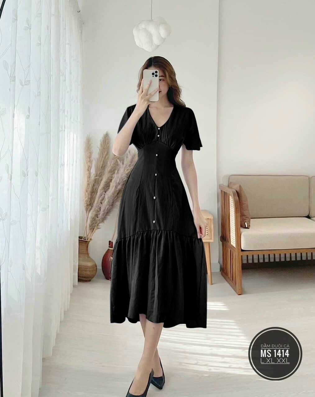 [Ảnh thật] 55-90kg Bigsize ĐẦM MAXI ĐUÔI CÁ (MS1414)
