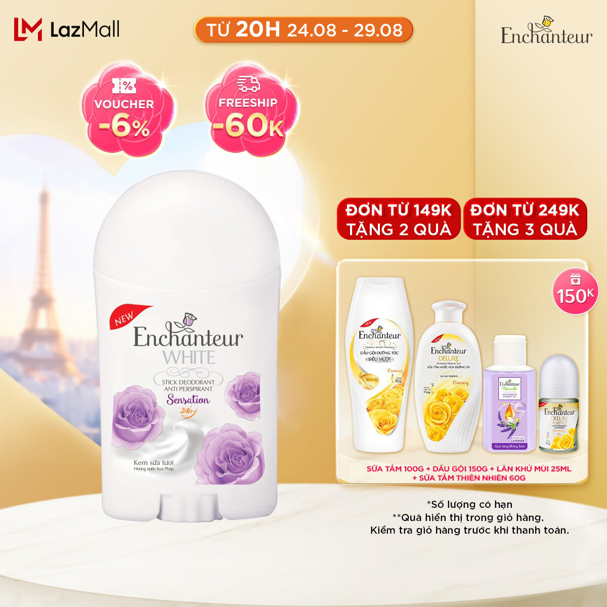 Sáp Khử Mùi Trắng Da Enchanteur Sensation 40gr