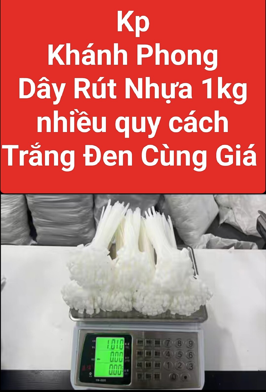 1Kg Dây rút đủ quy Cách Lớn Nhỏ trắng đen