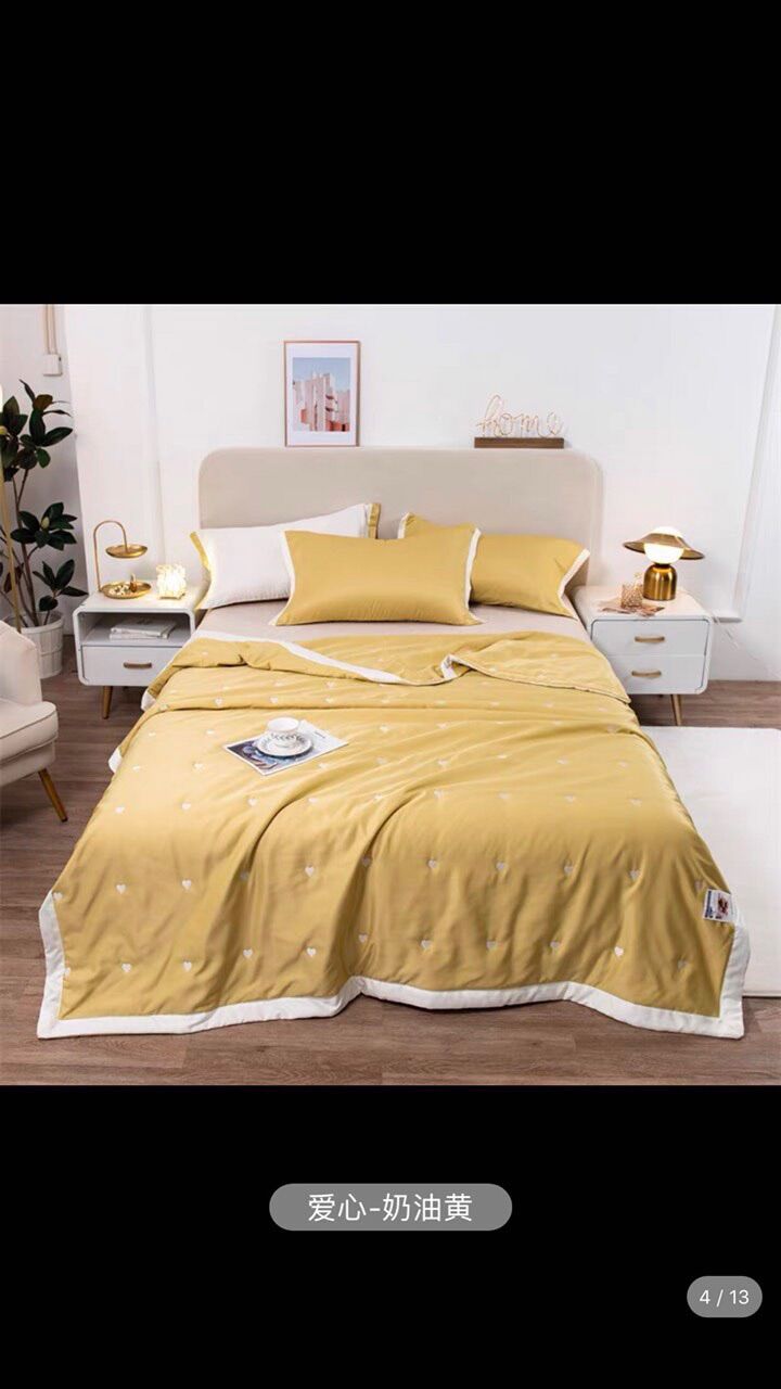 Chăn lụa thêu tim mềm mịn, thoáng mát