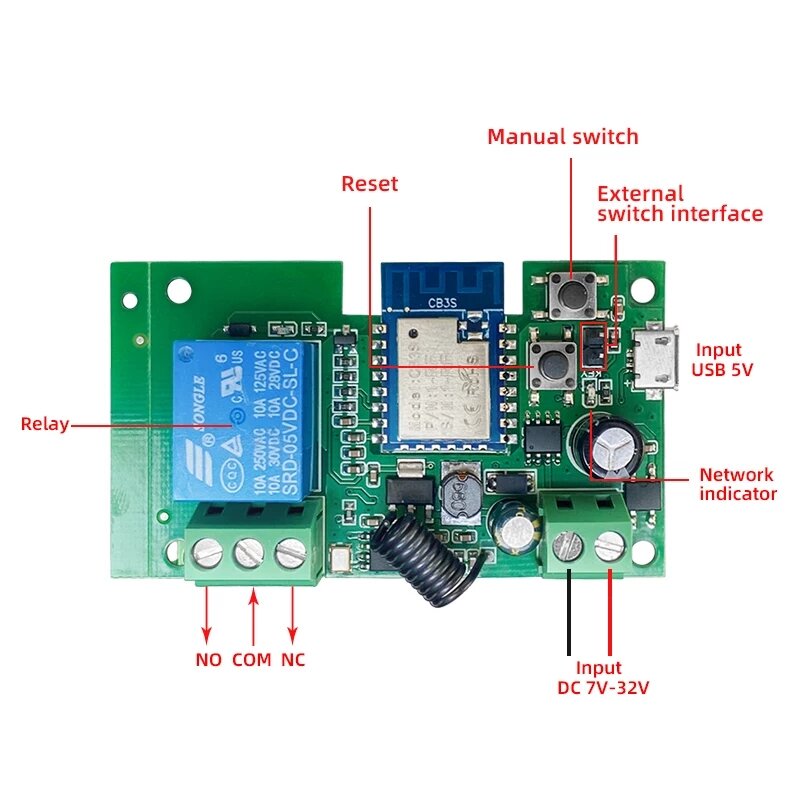 Module điều khiển Tuya (12V 24V 1CH Wifi+RF) mở khoá cổng, cửa, khoá nam châm điện RFID qua điện thoại