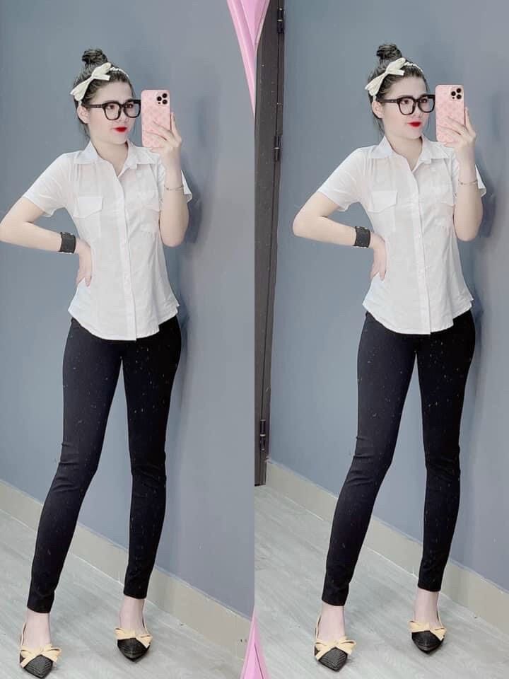 Áo sơ mi trắng phối 2 túi nhỏ