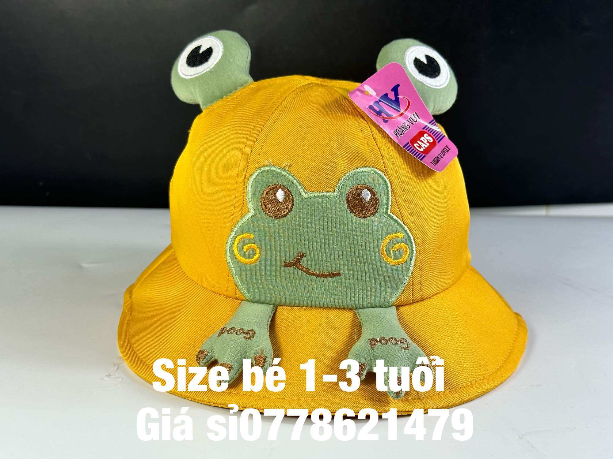 Nón bucket Cho bé 3 tuổi đổ lại ( mũ vành che nắng con ếch cho bé 1-3 tuổi)