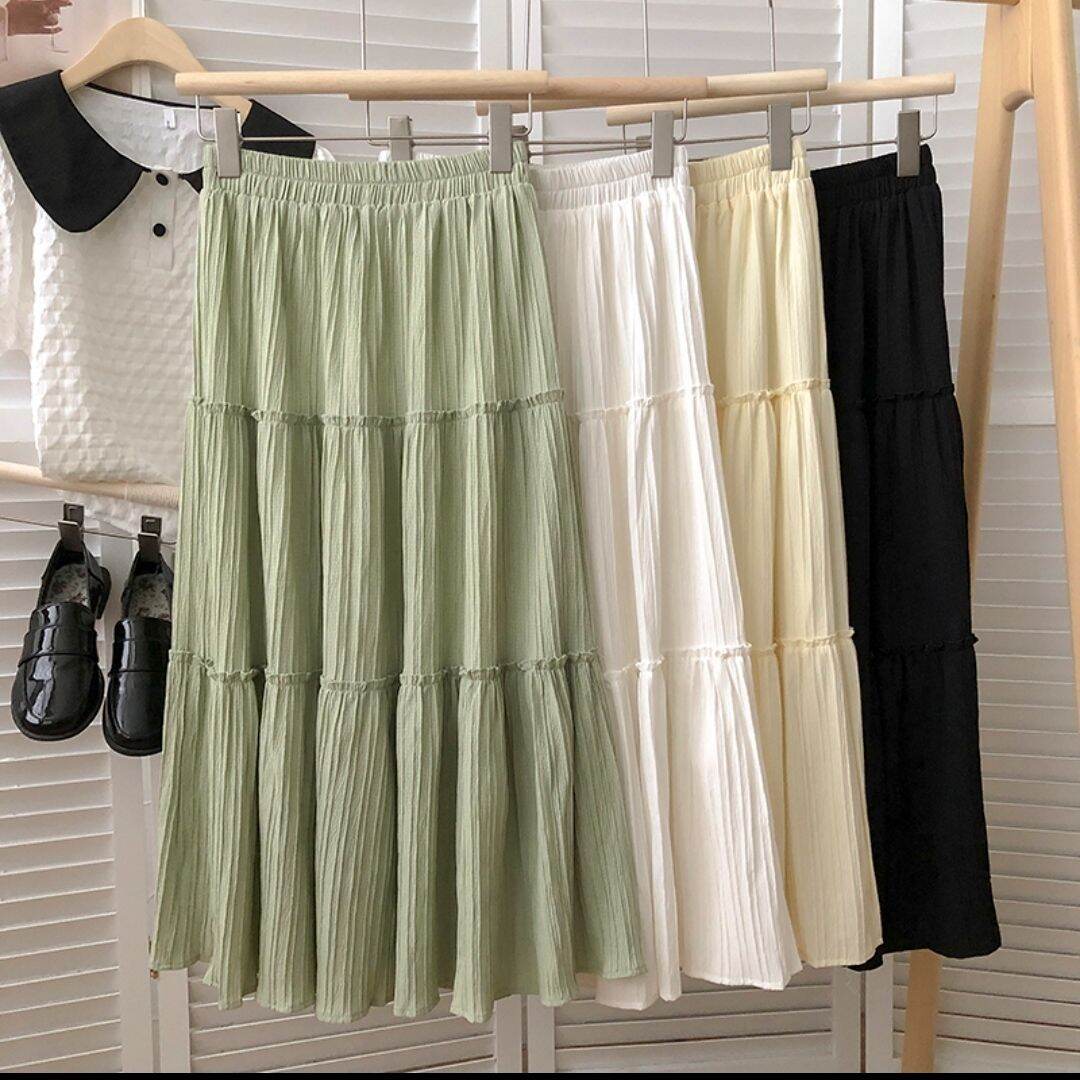 chân váy midi 3 tầng bèo nhún ulzzang