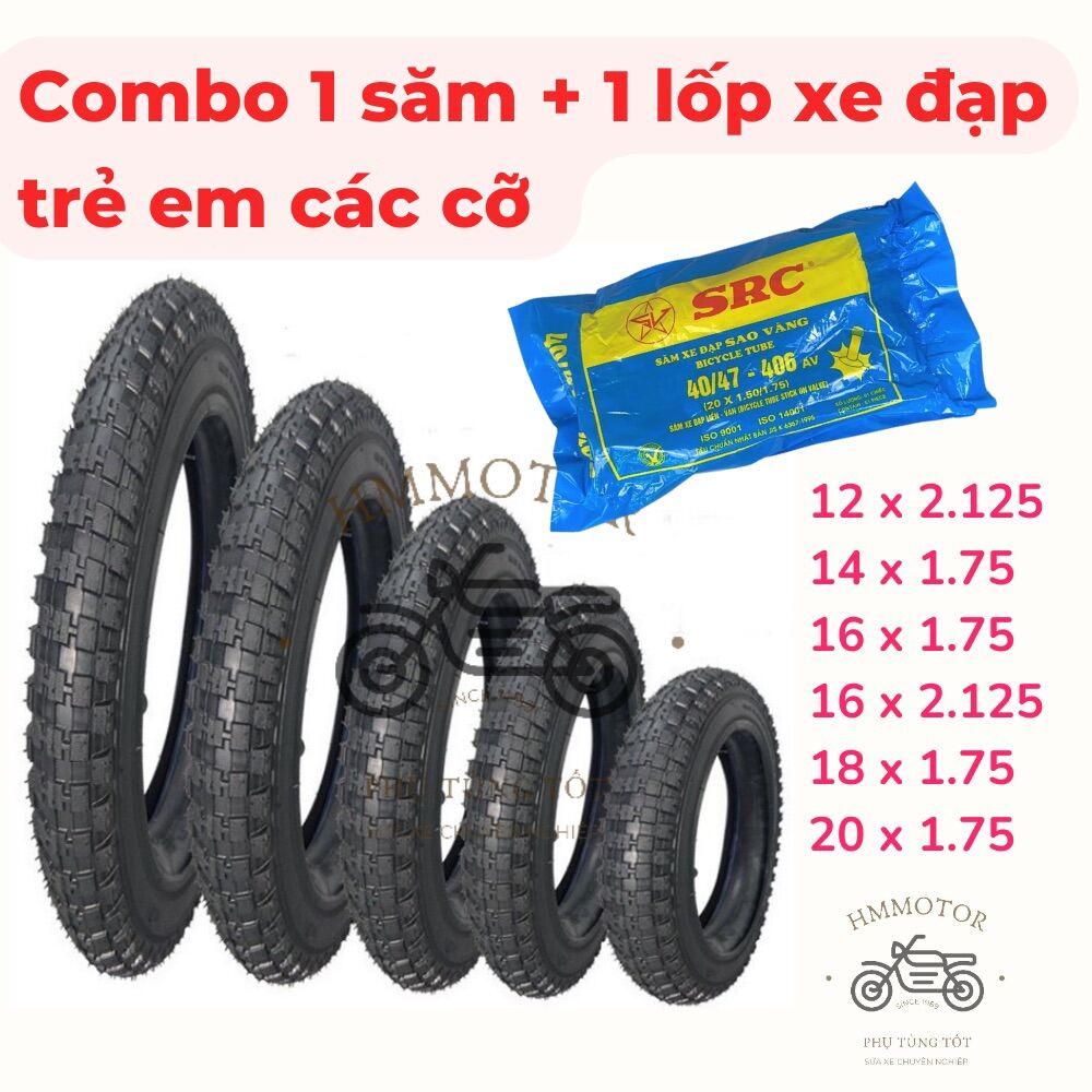 Combo săm lốp xe đạp trẻ em đủ kích cỡ 12x2.125 14 16 18 20x1.75