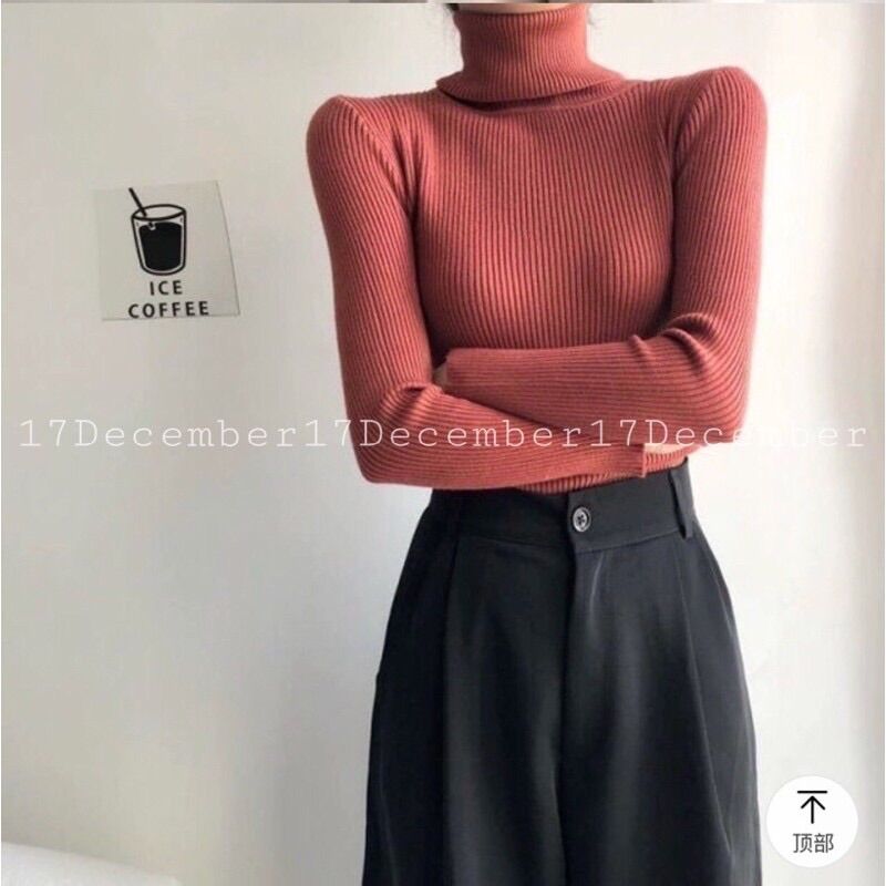 Áo len tăm cổ lọ 5cm chất len mềm mịn phong cách hàn quốc