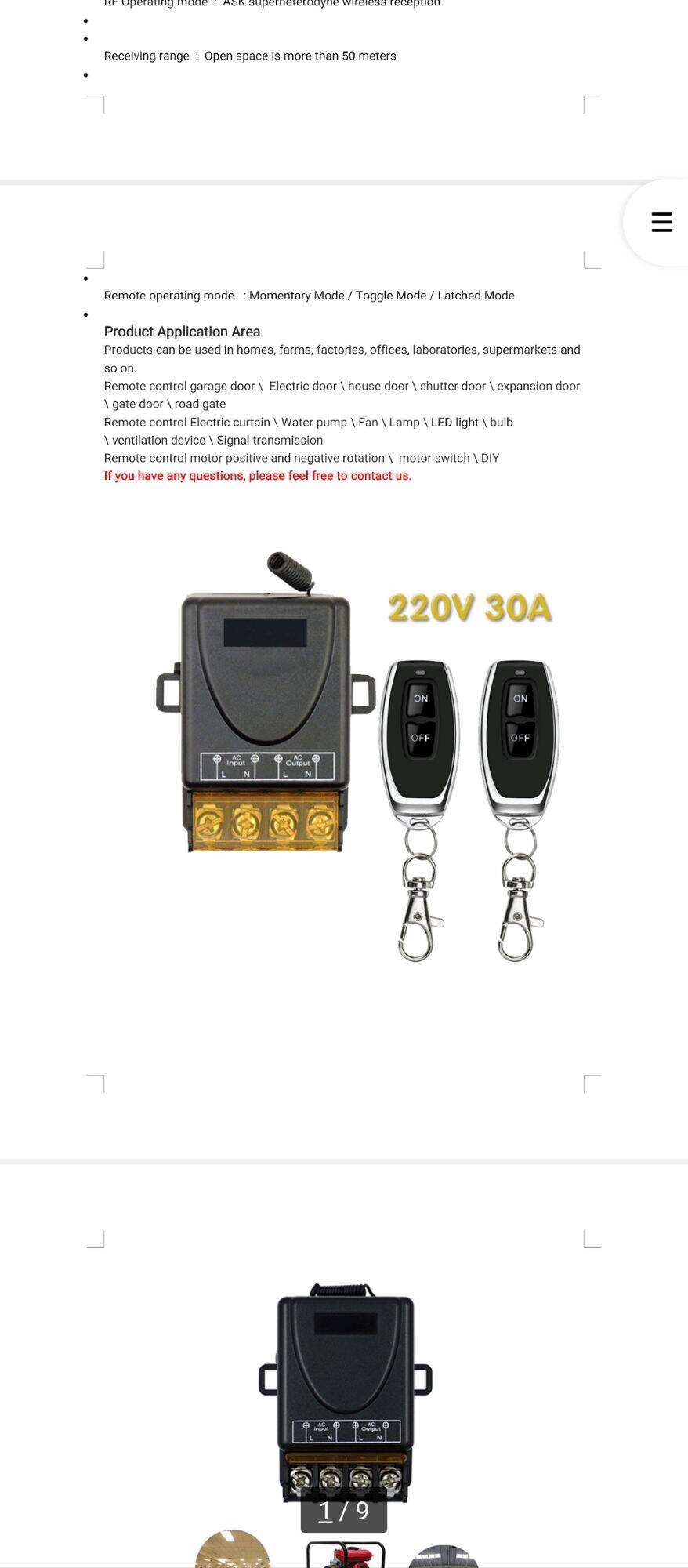 Công tắc điều khiển từ xa 220V-30A