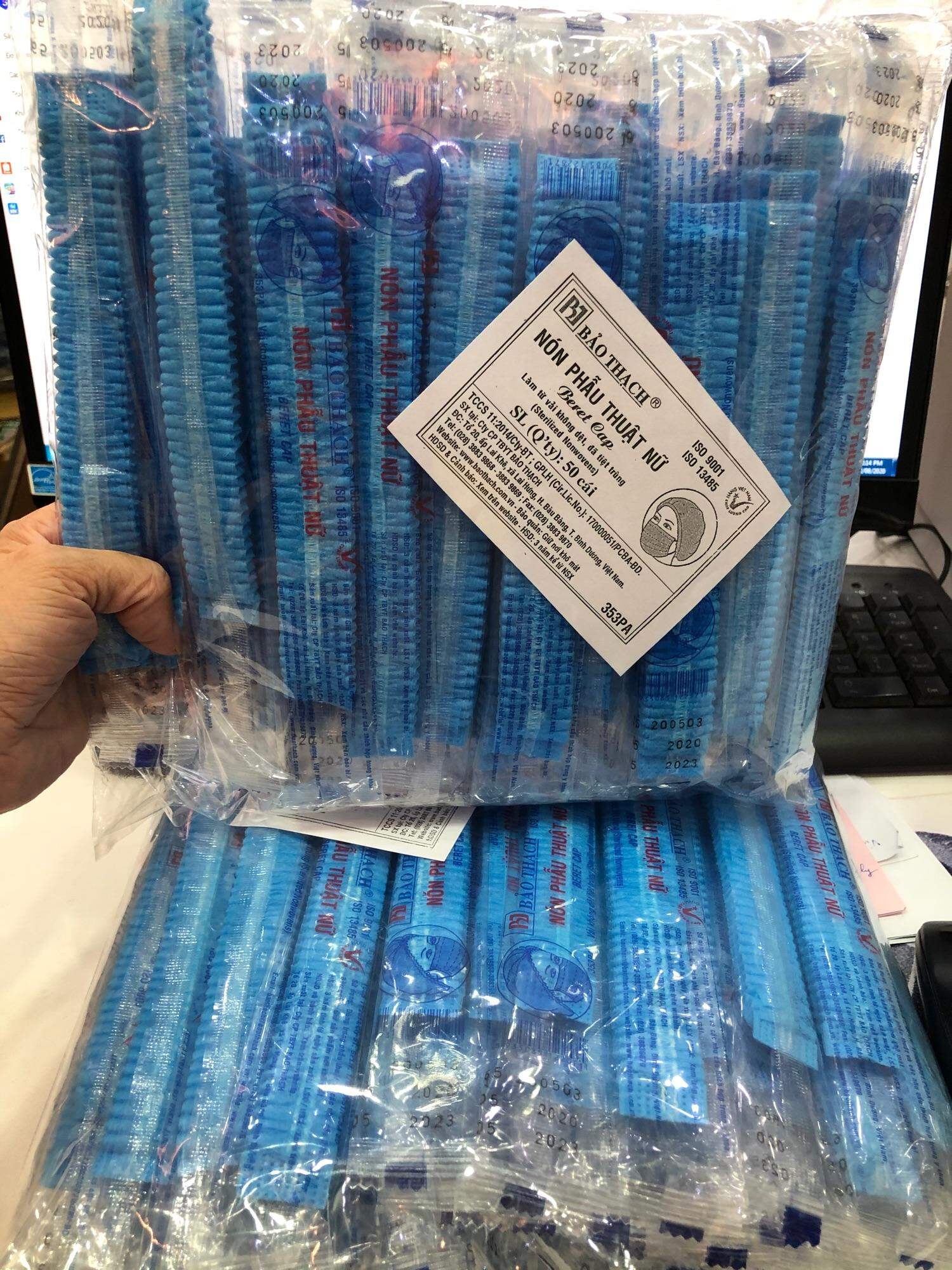 [Túi 50 cái ] Mũ trùm đầu y tế, nón con sâu chùm đầu BẢO THẠCH chất liệu dày dặn, dùng cho y tế , Spa - NÓN PHẪU THUẬT NỮ BẢO THẠCH - NÓN CON SÂU NÓN GIẤY Y TẾ BẢO THẠCH , MŨ TRÙM ĐẦU Y TẾ BẢO THẠCH