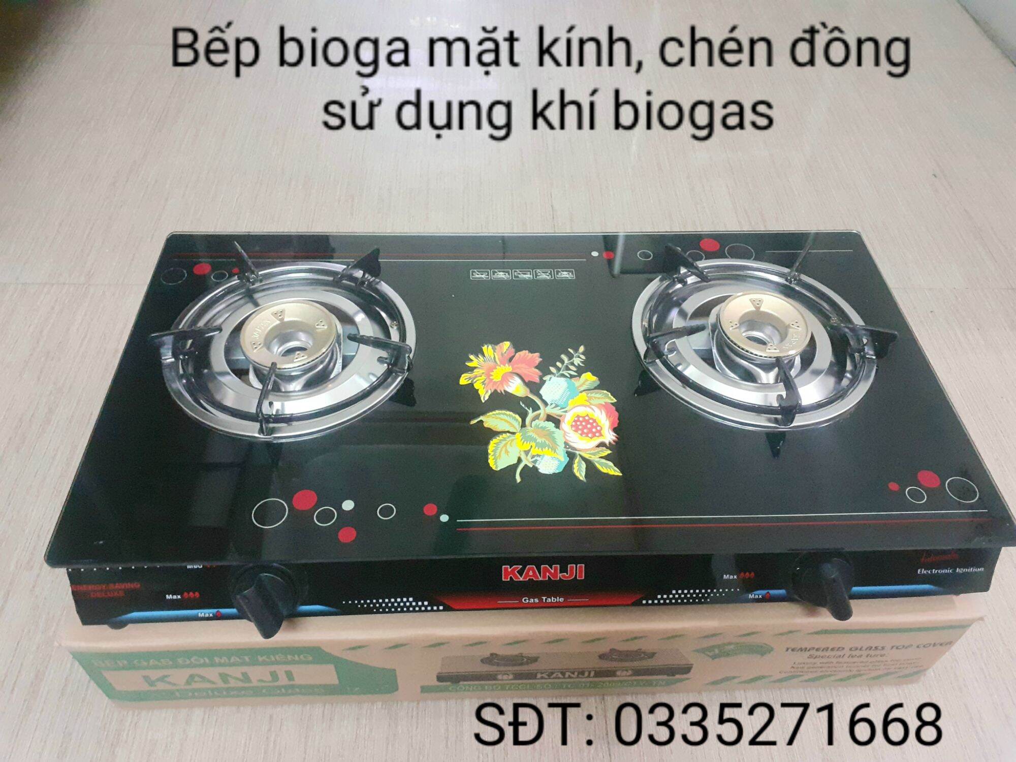Bếp bioga đôi mặt kính, chén đồng SHB ( sử dụng khí biogas sinh học, khí chăn nuôi gia súc )